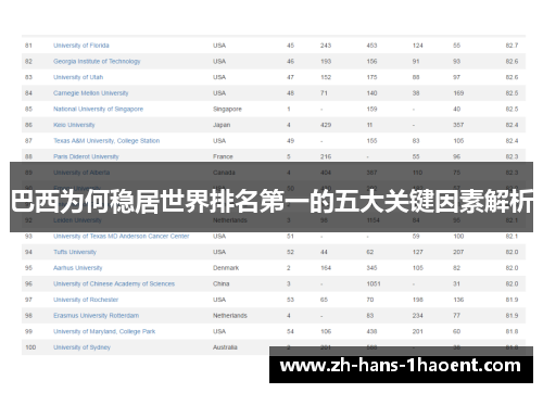巴西为何稳居世界排名第一的五大关键因素解析