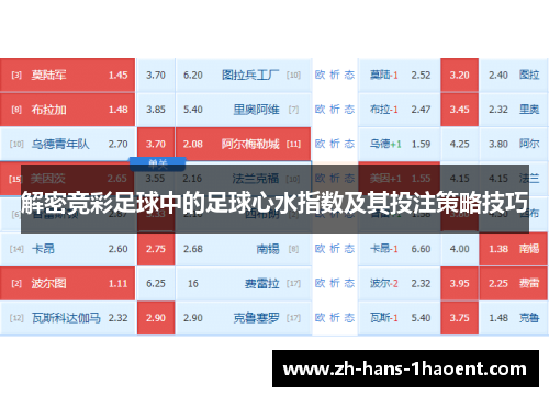 解密竞彩足球中的足球心水指数及其投注策略技巧